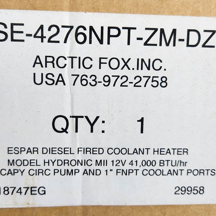 SYSE-4276NPT-ZM-DZ Arctic Fox Espar Diesel Fired Coolant Heater Kit 41,000 BTU 12,000 Watts