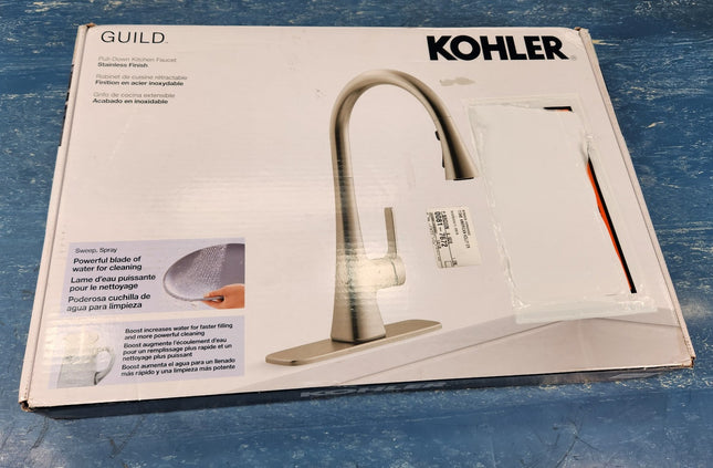 Kohler Guild Pull-down Kitchen Sink Faucet with Three-function Sprayhead Stainless Steel