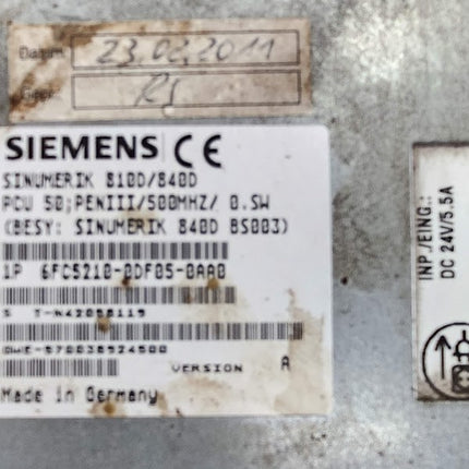 Siemens PLC Sinumerik 810D/840D PCU 50 PENIII 500MHZ 6FC5210-0DF05-0AA0 USED