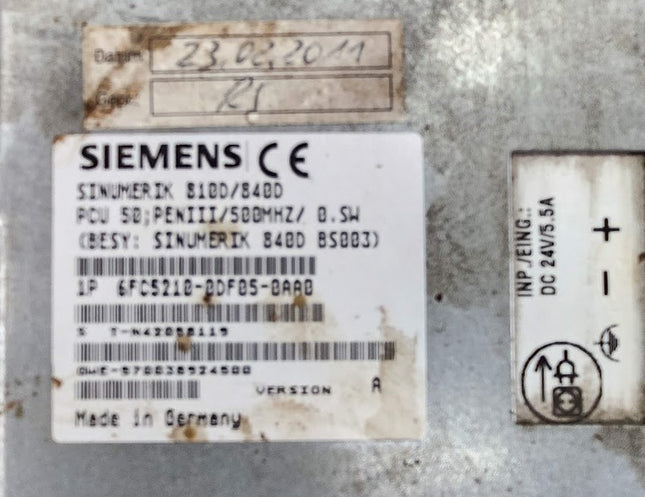 Siemens PLC Sinumerik 810D/840D PCU 50 PENIII 500MHZ 6FC5210-0DF05-0AA0 USED