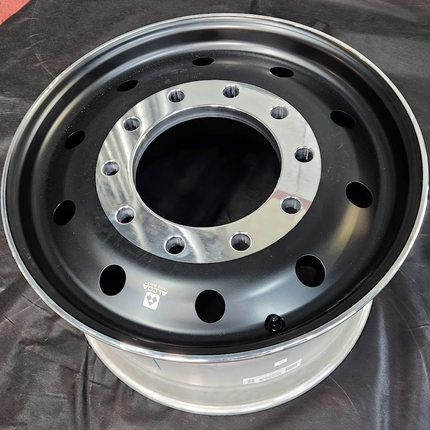 22.5" x 12.25" Alcoa Aluminum Wheel DURA-BLACK Hub Pilot 10 Bolt Holes 285.75mm - getexcess