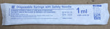 25G x 1" 1ml Disposable Syringe with Safety Needle Luer Lock Tip