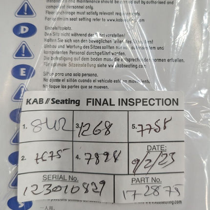 KAB 525P Black Vinyl Mechanical Suspension Construction Seat with Control Pods