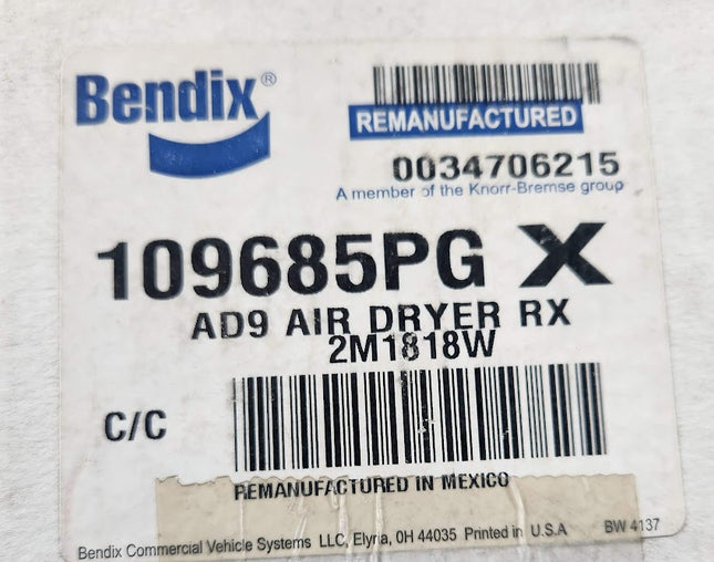 Genuine OEM Bendix 109685X AD-9 Air Dryer Remanufactured 12V Heater