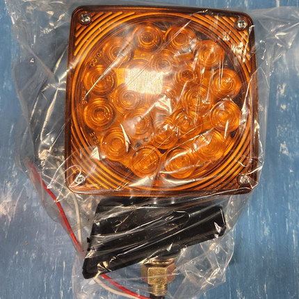 10010270 Dual Face Square Red Amber 45 LED Pedestal Fender Turn Light 4.5” Stud Mount Truck Bus