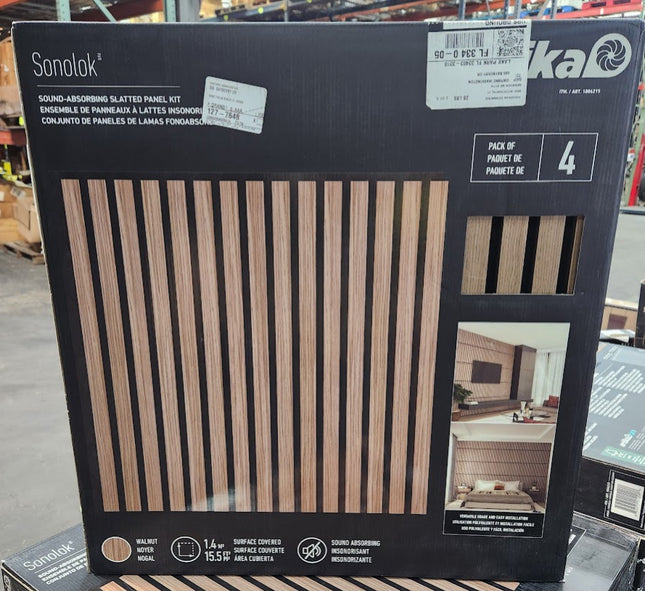 Artika Sonolok Slatted Sound Absorbing  Acoustic Wall Panels Walnut 15.5 Sq Ft