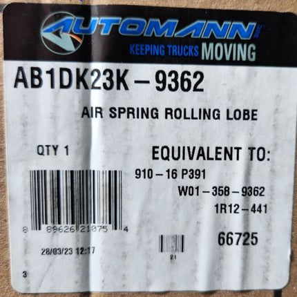 AB1DK23K-9362 Automann Air Spring Rolling Lobe 910-16 P391 W01-358-9362 1R12-441