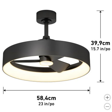 Artika Austin 23 " LED Fandelier Ceiling Fan with Light DImmable Matte Black