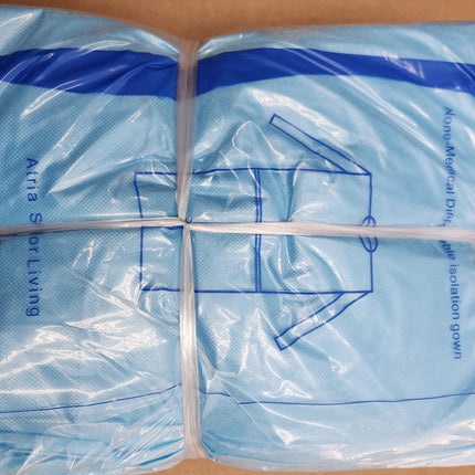 Non Medical Isolation Gown Blue Elastic Cuff XXL Atria CASE of 140 PCS