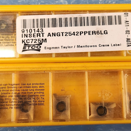 ANGT2542PPER6LG Kennametal Carbide Insert KT725 Grade Set of 5 - getexcess
