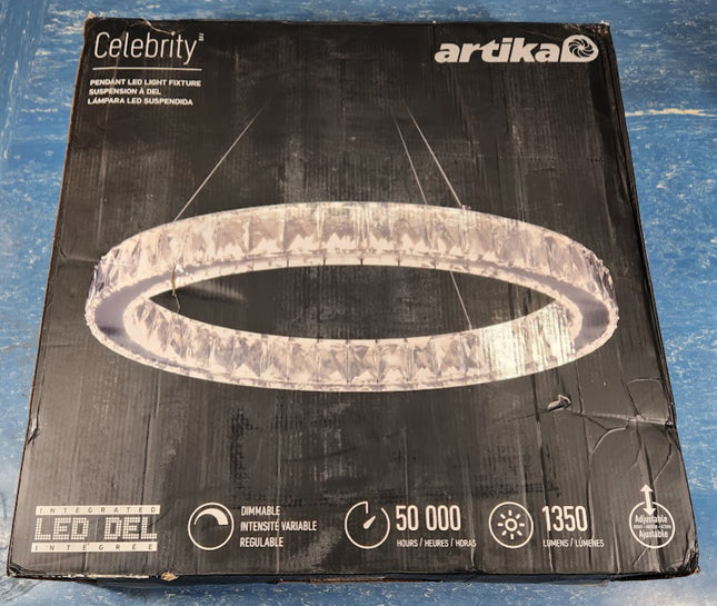 Artika Celebrity Integrated LED Pendant Light Glass Crystals Chrome OPEN BOX