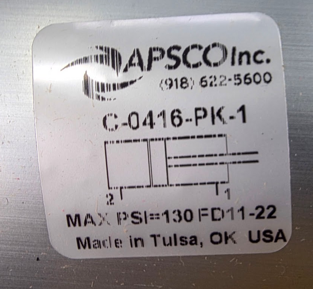 APSCO Aluminum Round Cylinder Assembly C-0416-PK-1 4" Bore 16" Stroke