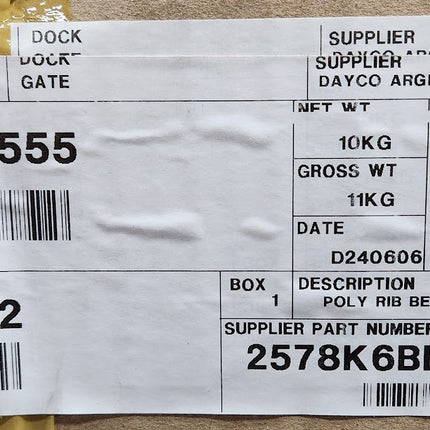 Dayco 10076555 Serpentine Drive Belt 7.3L Ford Sheave 6 Rib 2578 mm 101.5”