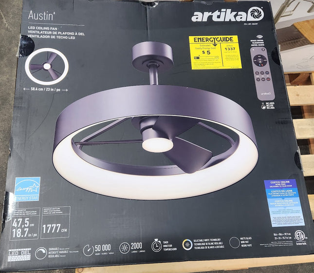 Artika Austin 23 " LED Fandelier Ceiling Fan with Light DImmable Matte Black