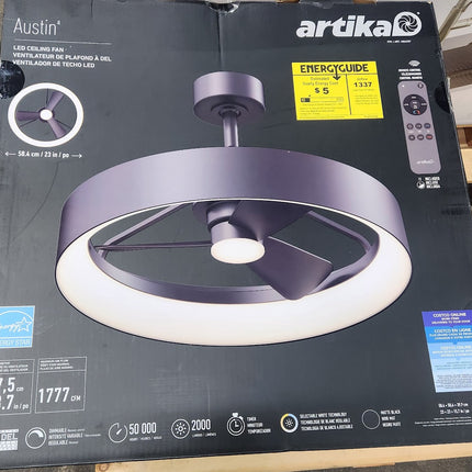 Artika Austin 23 " LED Fandelier Ceiling Fan with Light DImmable Matte Black