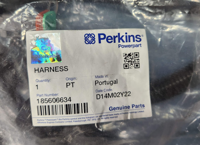 185606634 Genuine Perkins Wiring Harness Cable Engine Generator