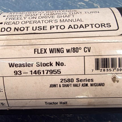 93-14617955 Weasler 2580 Series Drive Shaft Assy