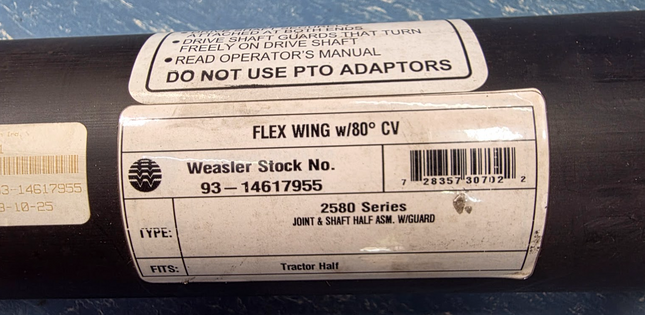 93-14617955 Weasler 2580 Series Drive Shaft Assy