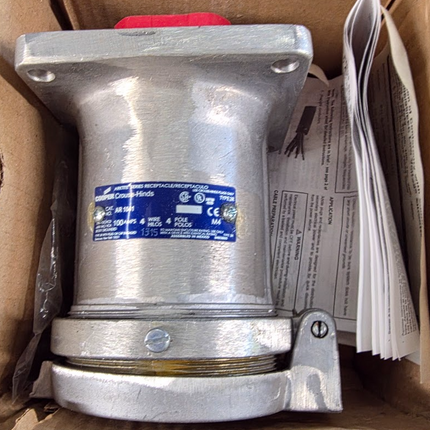 Crouse Hinds AR Receptacle AR1041 100-Amp Pin/Sleeve 100a 4w 4p 600vac