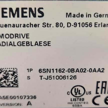 Siemens 6SN1162-0BA02-0AA2 SIMODRIVE 611 Mounted Fan Bower for Modules 300mm