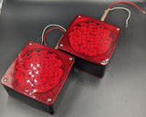 2X PAIR Dual Face Square Red Amber 45 LED Pedestal Fender Turn Light 4.5” Stud Mount Truck Bus