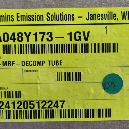 A048Y173-1GV Cummins Emmission T4-MRF-Decomp Tube