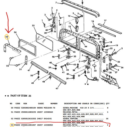 Humvee Ballistic Metal Upper Glass Windshield Retainer HMMWV M998 12338852 - 2 PCS