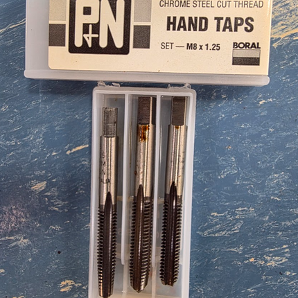 M8x1.25 P&N Boral Set of 3 pcs Chrome Steel Cut Thread Hand Tap