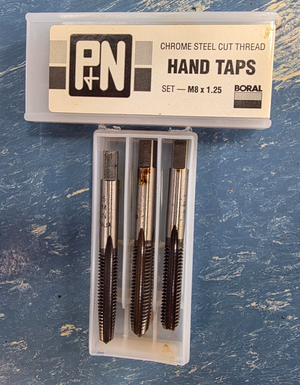 M8x1.25 P&N Boral Set of 3 pcs Chrome Steel Cut Thread Hand Tap