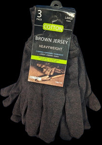 Brown Jersey Gloves Cotton Heavyweight Knit Wrist Utility Work Multipurpose LARGE 144 Pairs Case