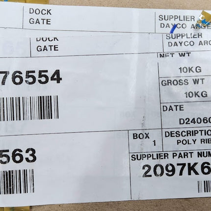 Dayco 10076554 Serpentine Drive Belt 7.3L Ford Sheave 6 Rib 2097 mm 82.5”