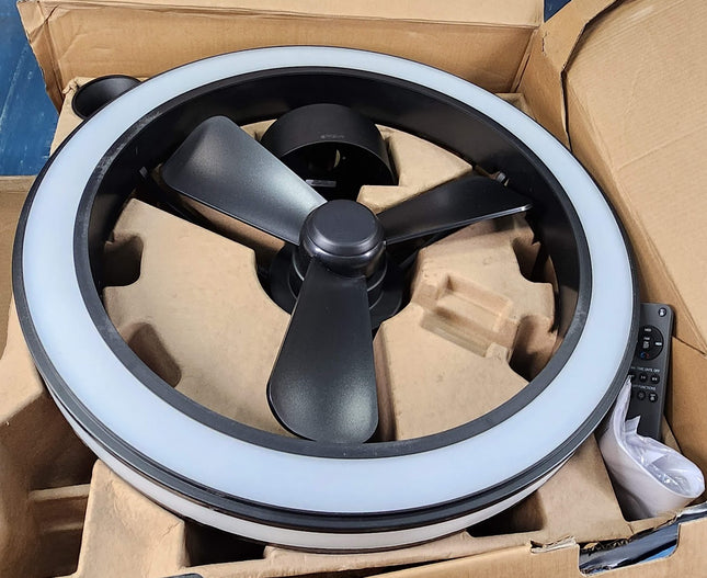 Artika Edwin 23" LED Chandelier Ceiling Fan Fandelier Black OPEN BOX