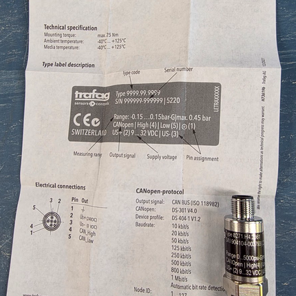 CMP 8271 CANopen Miniature Pressure Transmitter 5,000 psi Manitowoc 80139799