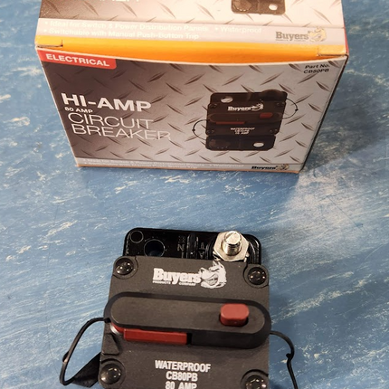 Buyers Products CB80PB HI-AMP 80 Amp Circuit Breaker Waterproof Manual Reset Push Button