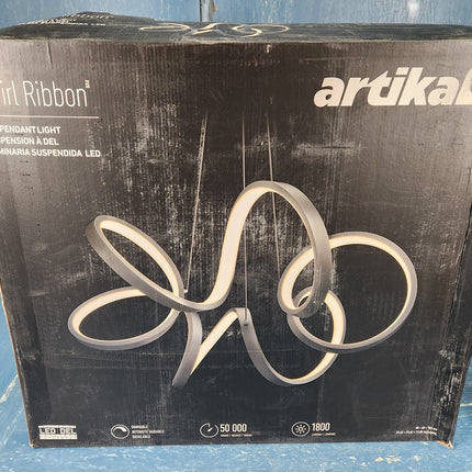 Artika Swirl Ribbon Integrated LED Pendant Light Fixture Black OPEN BOX