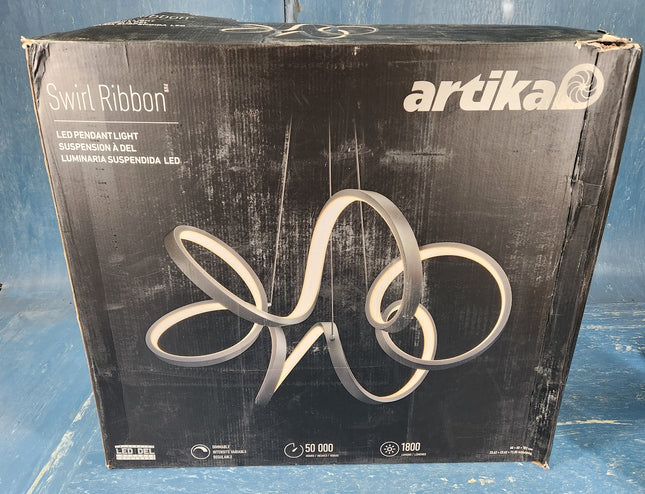 Artika Swirl Ribbon Integrated LED Pendant Light Fixture Black OPEN BOX