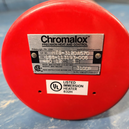 Chromalox MTS-3120A570 Immersion Heater 480V 12Kw 3Ph 113193006