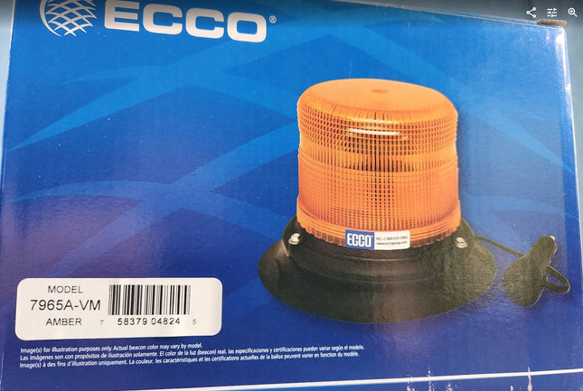 7965A-VM Ecco LED Flashing Beacon Strobe Light Amber 4 7/8 in H 12-24V DC