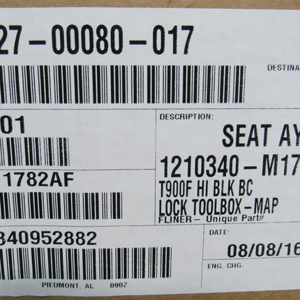 Bostrom Western Star T900F Truck Passenger Seat Fixed Suspension with Locked Tool Box High Back Black Cloth