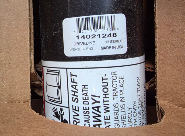 Weasler 12 Series PTO Drive Shaft 14021248 Agricultural Power Transmission Driveline Assembly 48"