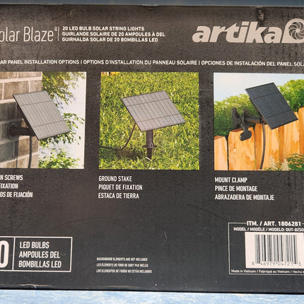 Artika Blaze 20 LED Bulb Outdoor Solar String Lights Matte Black