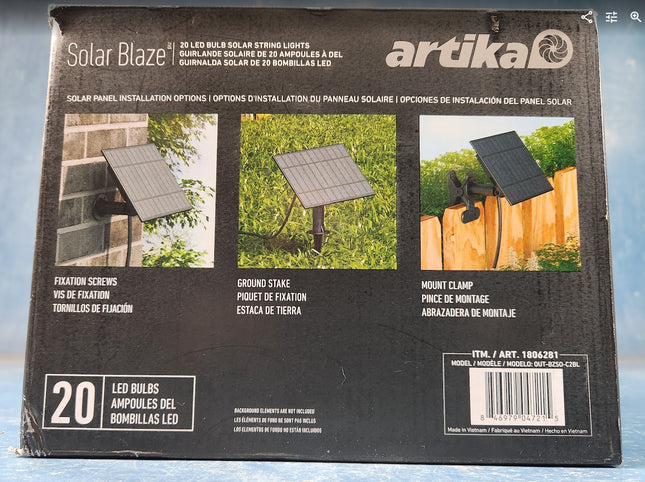 Artika Blaze 20 LED Bulb Outdoor Solar String Lights Matte Black