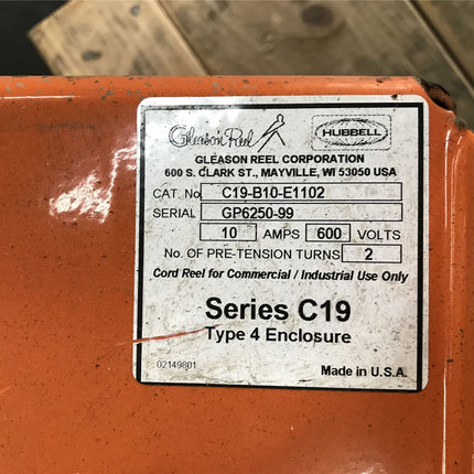 Cable Reel Type 4 Enclosures Series C19 10A 600V Gleason C19-B10-E1102 - getexcess