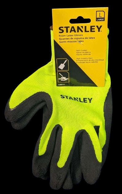 Stanley Foam Latex Gloves Hi-Vis Work LARGE Paint Masonry Construction 72 Pairs CASE