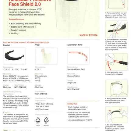 Zverse Zshield Health Reusable Protective Face Shield 2.0 Case of 100