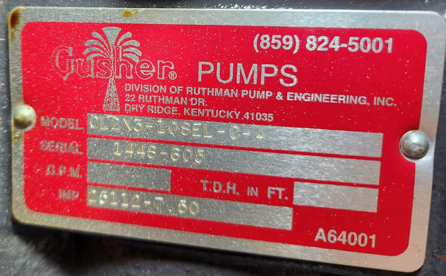 Gusher Pump CL2X3 Vertical Heavy Duty 7550 Series Enclosed Column Centrifugal