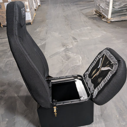 Bostrom Western Star T900F Truck Passenger Seat Fixed Suspension with Locked Tool Box High Back Black Cloth