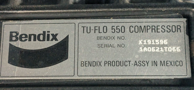 Genuine OEM Bendix TU-FLO 550 Air Brake Compressor K191596 Take Off