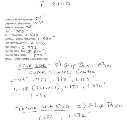 64" Poreba Lathe X-Axis Ball Screw Assembly