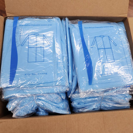 Non Medical Isolation Gown Blue Elastic Cuff XXL Atria CASE of 70 PCS